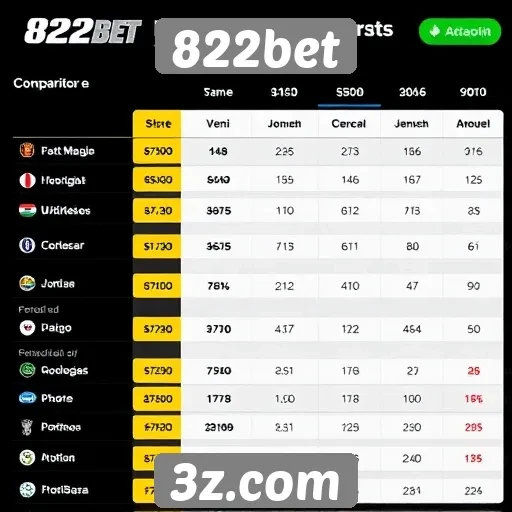 Comparativo de odds entre 822bet e concorrentes